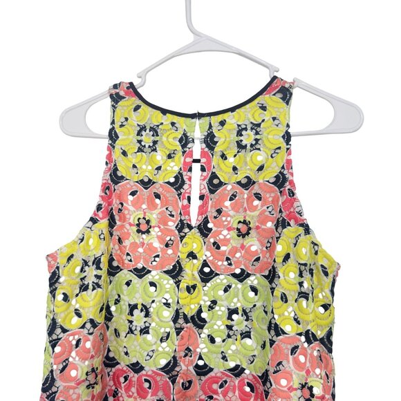 Crown & Ivy Womens Sleeveless Shift Dress Size S Multicolor Floral Crochet Lined - Picture 9 of 11